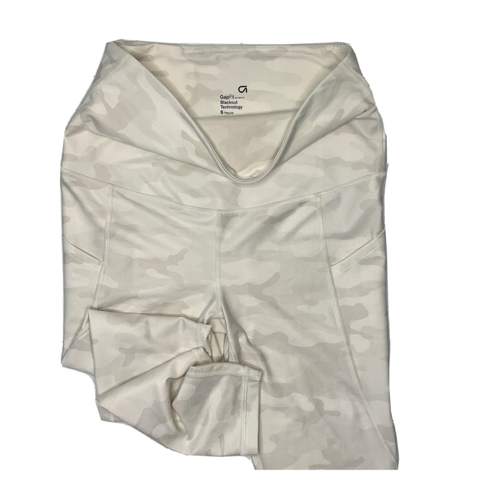 Gap Fit Maternity Leggings Womens Small Blackout Camo White Athletic Workout Gym